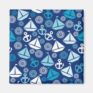 Cartoon Pattern With Sailboats Magnet