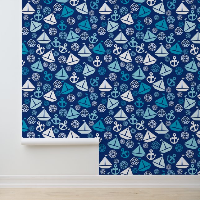 Cartoon Pattern With Sailboats Wallpaper (Application)