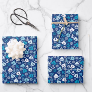 Cartoon Pattern With Sailboats Wrapping Paper Sheet