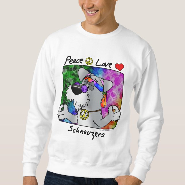 Cartoon Peace Love Schnauzer Sweatshirt (Front)