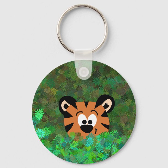 Cartoon Peeking Baby Tiger Rahul Keychain (Front)