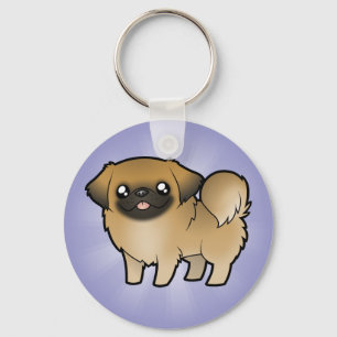 Cartoon Pekeingese (puppy cut) Key Ring