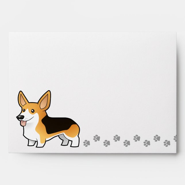 Cartoon Pembroke Welsh Corgi Envelope (Front)