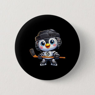 Cartoon Penguin Hockey Player Ice Hockey 6 Cm Round Badge