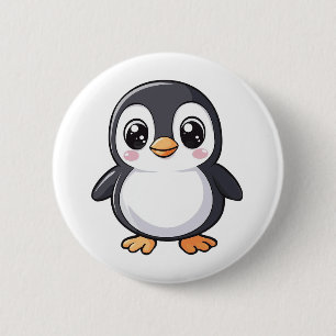 Cartoon penguin illustration 6 cm round badge