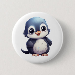 Cartoon penguin illustration 6 cm round badge