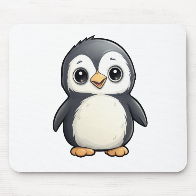 Cartoon penguin illustration mouse pad (Front)