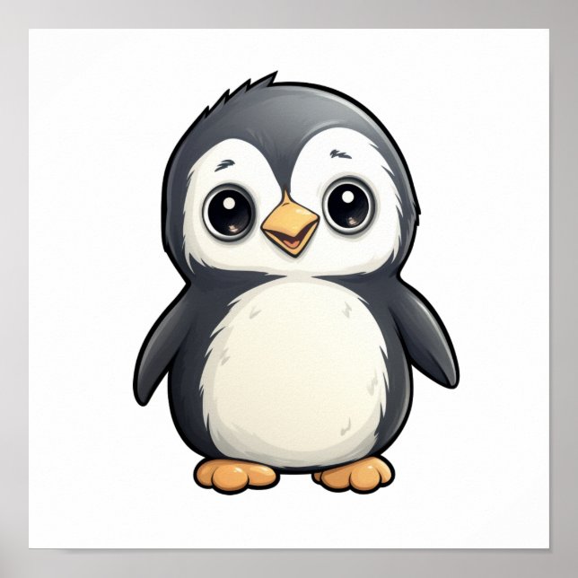 Cartoon penguin illustration poster (Front)