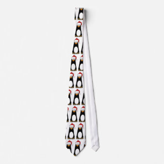 Cartoon Penguin in a Santa Hat Christmas Tie