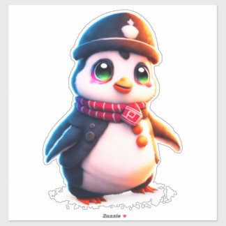 Cartoon penguin in Santa-claus outfit 