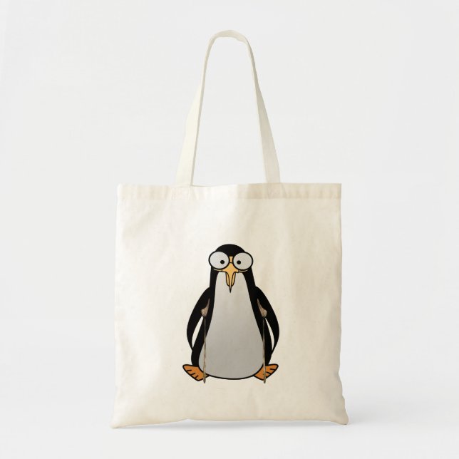 Cartoon Penguin on crutches. Tote Bag (Front)