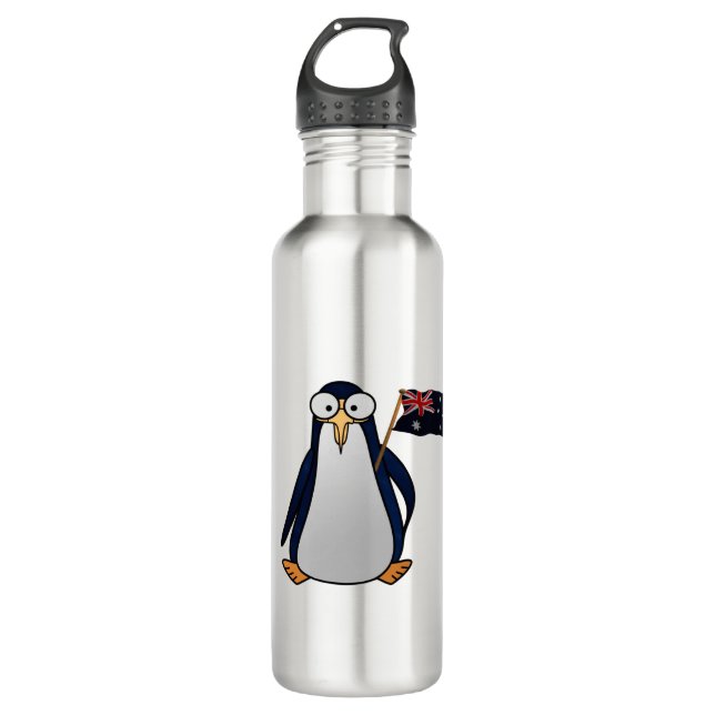 Cartoon Penguin with an Australian flag 710 Ml Water Bottle (Front)
