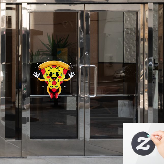 Cartoon Pepperoni Pizza Slice Customer Attractor (Office Door)