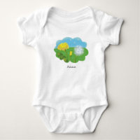 cartoon personalised dandelion in the meadow in s