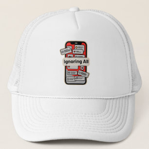 Cartoon Phone with Notifications – “Ignoring All” Trucker Hat