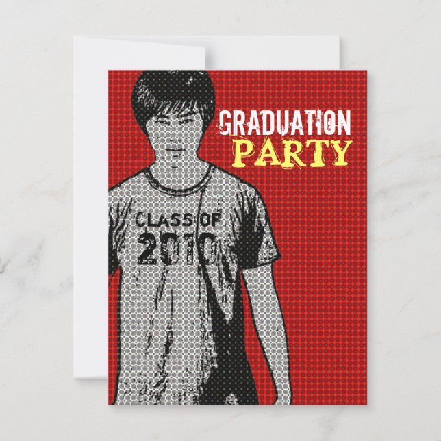 Cartoon Photo Insert 4 Graduation Party Invitation (Front)