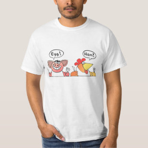 Cartoon Pig + Cartoon  Chicken Breakfast T-Shirt