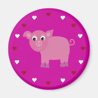 Cartoon Pig & Hearts Customisable Pink Charity