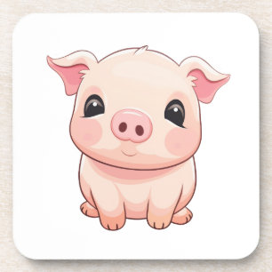 Cartoon pig illustration coaster