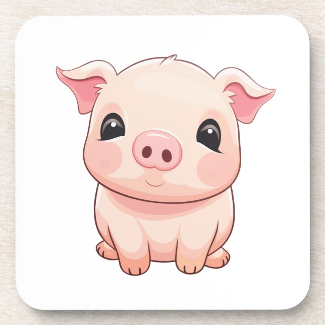 Cartoon pig illustration coaster (Front)