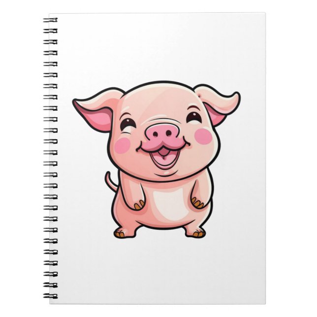 Cartoon pig illustration notebook (Front)