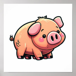 Cartoon pig illustration poster