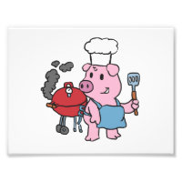 Cartoon pig making bbq | choose background colour