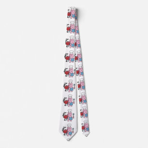 Cartoon pig making bbq   choose background colour tie