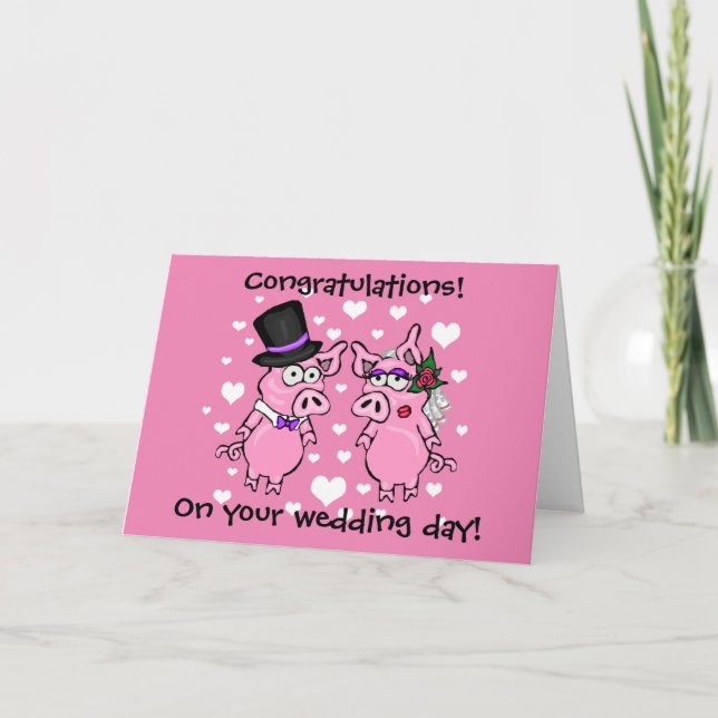 Cartoon Pig Wedding Card (Front)