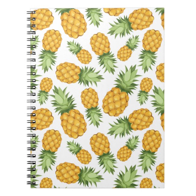 Cartoon Pineapple Pattern Spiral Notebook (Front)