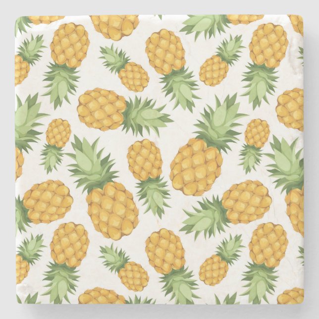 Cartoon Pineapple Pattern Stone Coaster (Front)