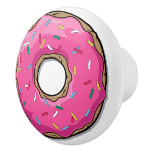 Cartoon Pink Doughnut With Sprinkles Ceramic Knob
