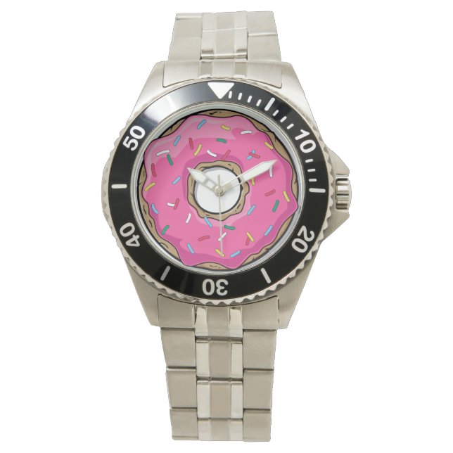 Cartoon Pink Doughnut With Sprinkles Watch (Front)