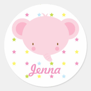 Cartoon Pink Elephant Stickers