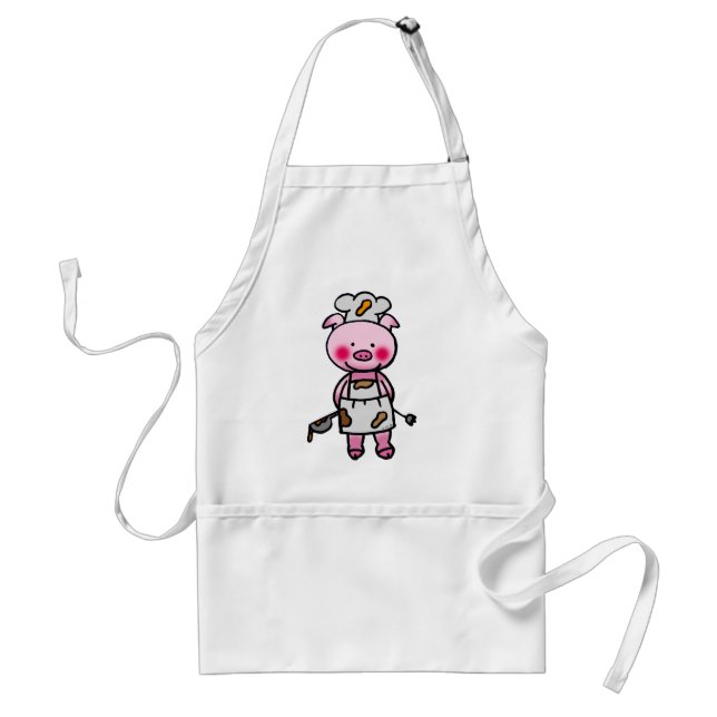 Cartoon pink pig chef standard apron (Front)