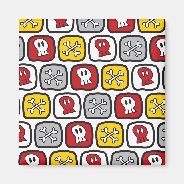 Cartoon Pirate Ship Skulls Bones Fun Colourful Magnet (Front)