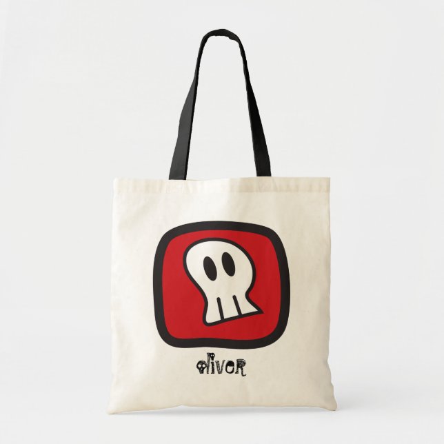 Cartoon Pirate Skull & Bone Kid's Halloween Party Tote Bag (Front)
