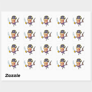 Cartoon Pirate Square Sticker