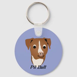 Cartoon Pit Bull Key Ring