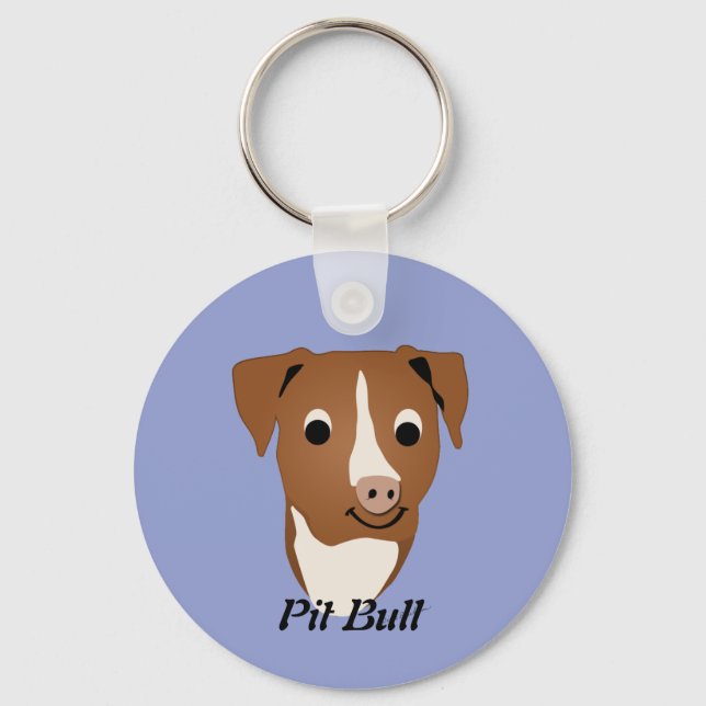 Cartoon Pit Bull Key Ring (Front)