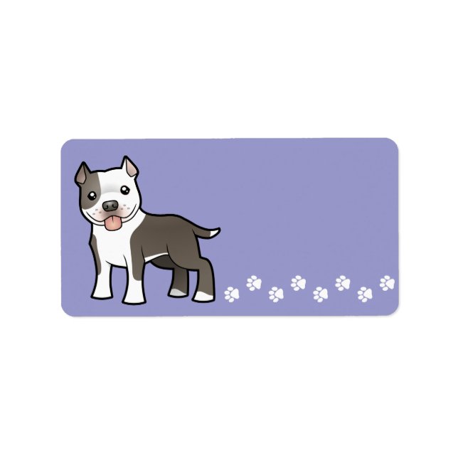 Cartoon Pitbull / American Staffordshire Terrier Label (Front)