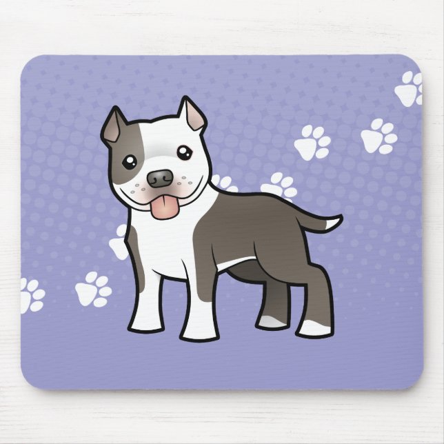 Cartoon Pitbull / American Staffordshire Terrier Mouse Pad (Front)