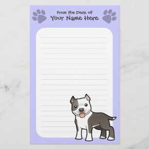 Cartoon Pitbull / American Staffordshire Terrier Stationery