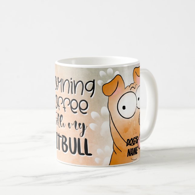 Cartoon Pitbull Dog Pet Coffee Mug, Cup (Front Right)