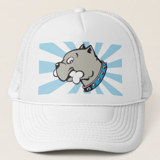 Cartoon Pitbull Head - Blue Beam Hat