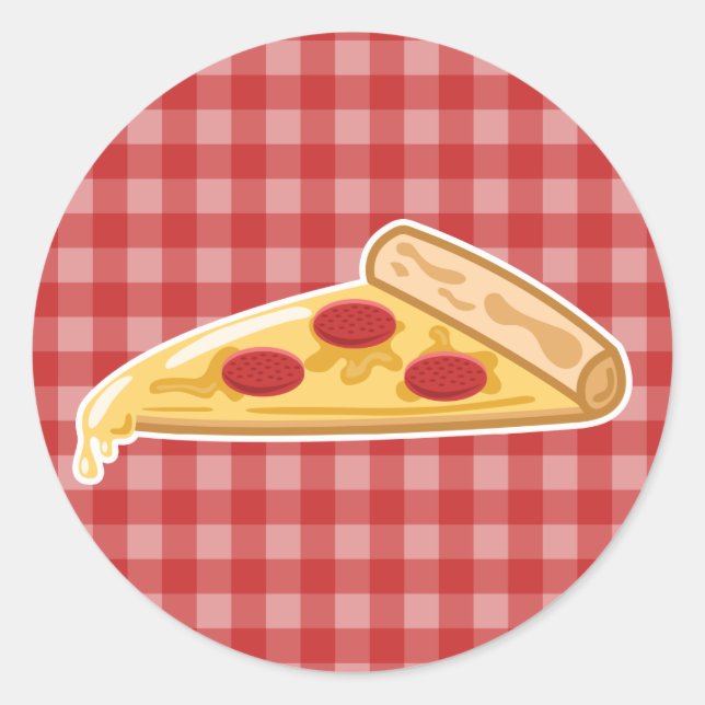 Cartoon Pizza Slice Classic Round Sticker (Front)