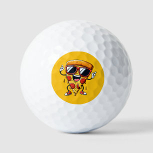 Cartoon Pizza Slice with Drip Cheese Vibes Golf Balls