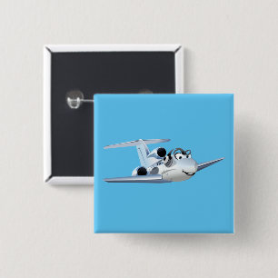 Cartoon plane 15 cm square badge