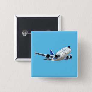 Cartoon plane 15 cm square badge
