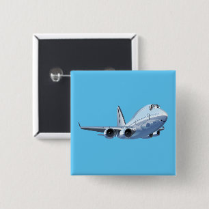 Cartoon plane 15 cm square badge